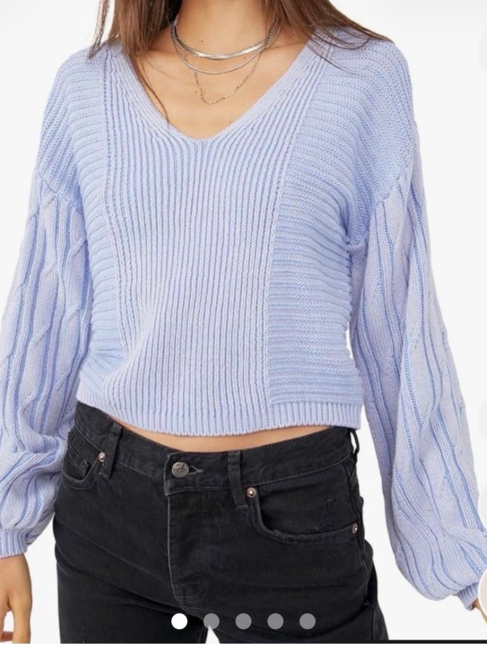 Free People When it Rains V-neck Cornflower
